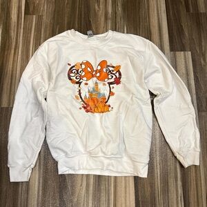 Disney White Long Sleeve Tee with Orange Minnie Graphic